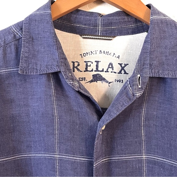 Tommy Bahama Men’s 100% Linen Windowpane Long Sleeve Button Down Shirt | M - Picture 4 of 5